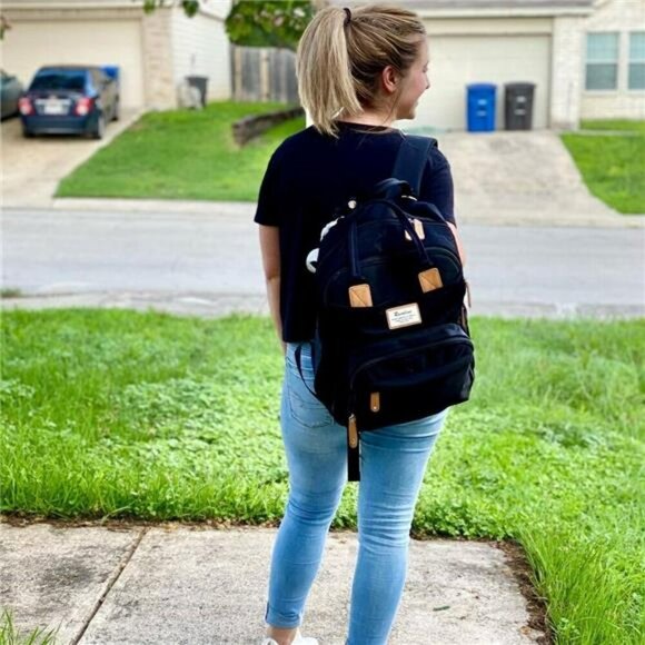 Large Diaper Bag Backpack Waterproof Travel Baby Bag with Changing Pad Black - Picture 2 of 7